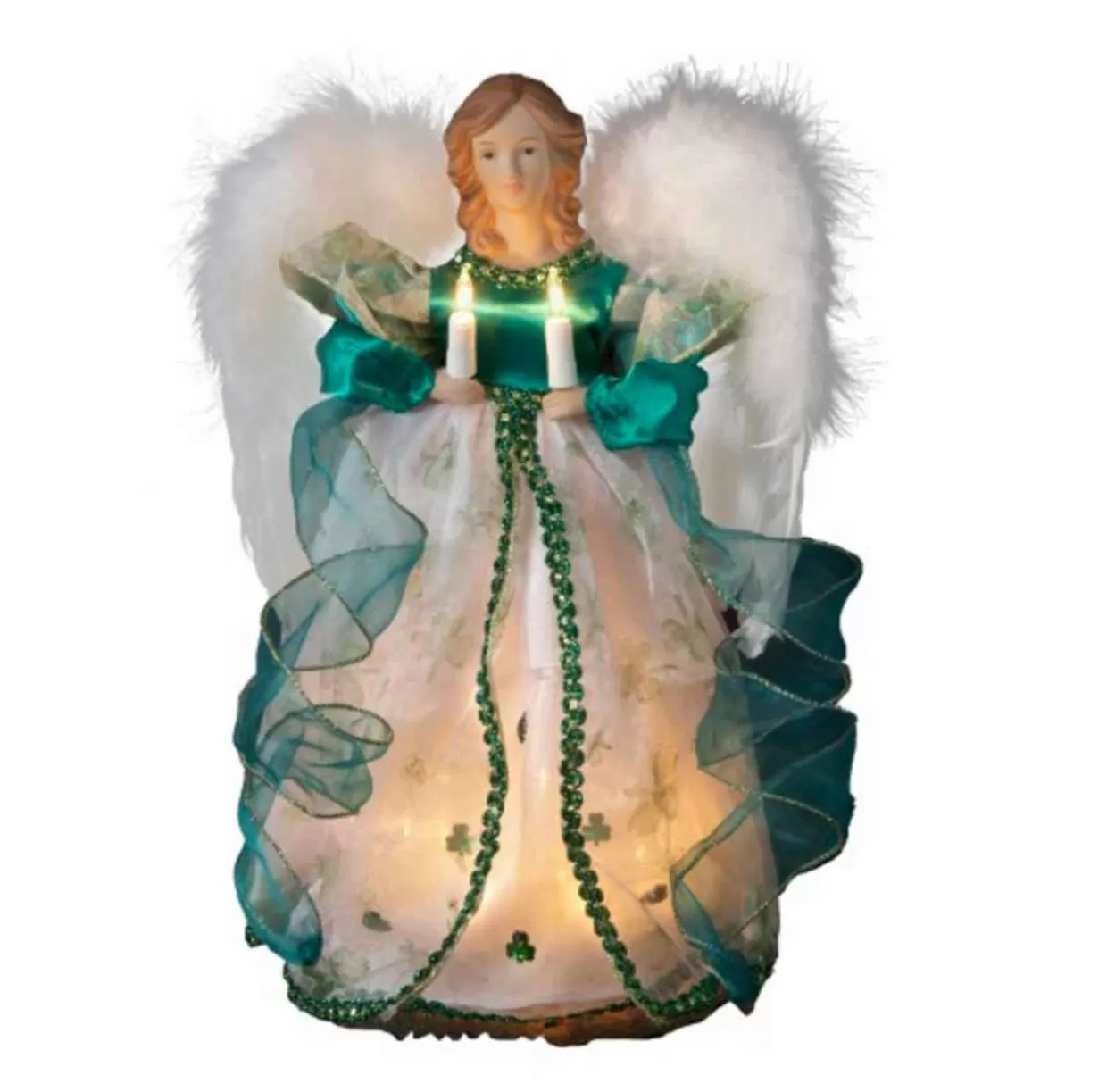 Kurt Adler 12In Lighted Green Irish Angel Christmas Tree Topper* Tree Toppers