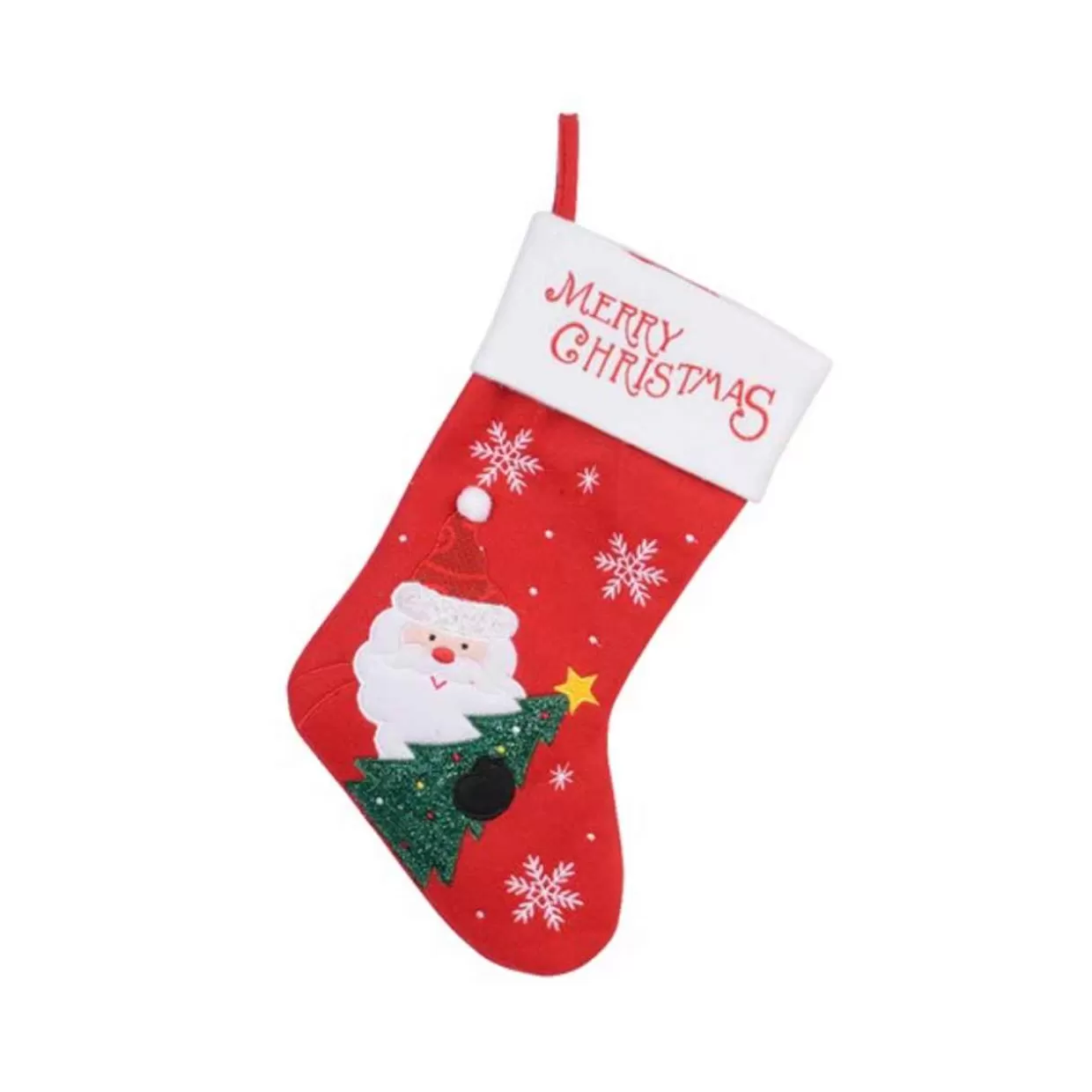 * 16" Christmas Stocking With Santa Peaking From Behind A Tee Embroided* Stockings