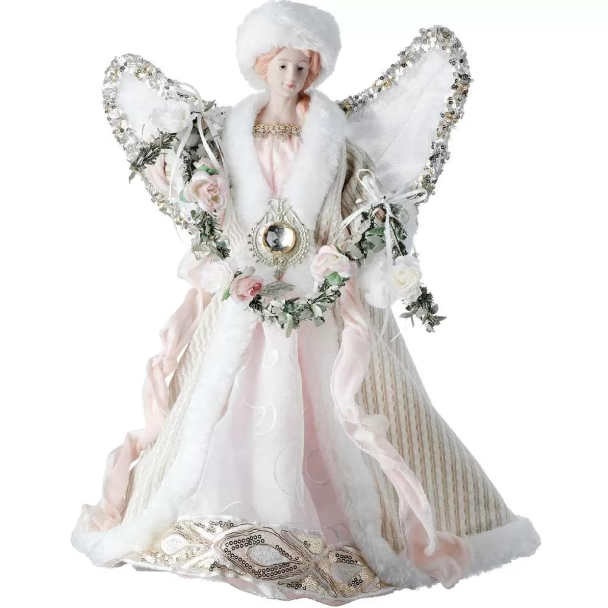 Kurt Adler 16" La Vie En Rose Angel With Garland* Tree Toppers