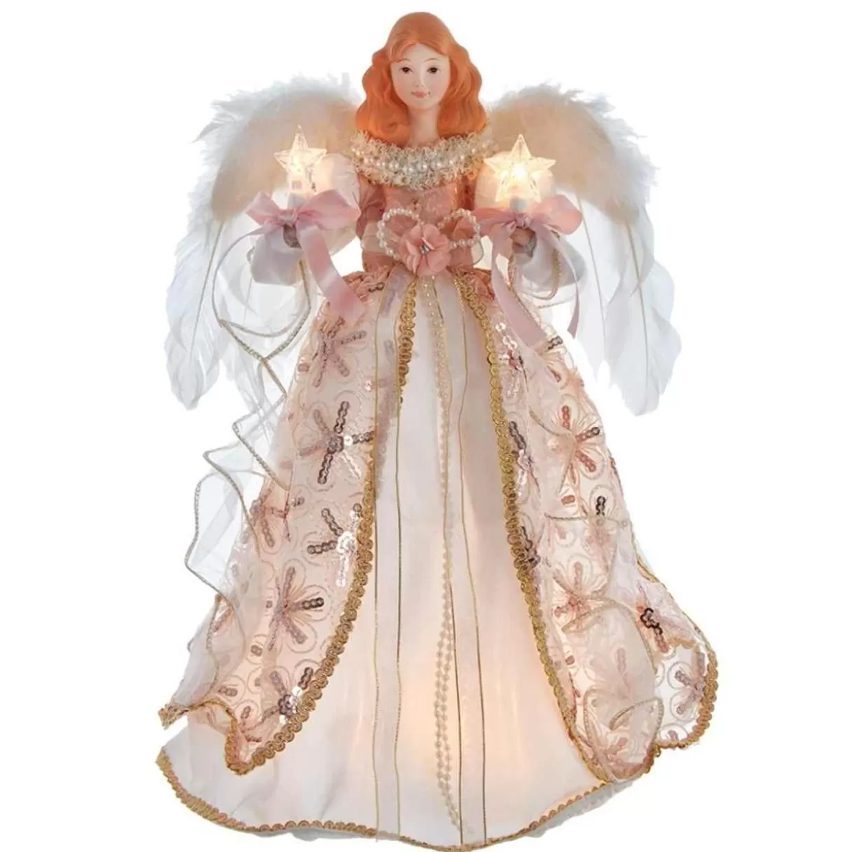 Kurt Adler 16" Ul 10-Light Blush Boho Chic Angel Treetop* Tree Toppers