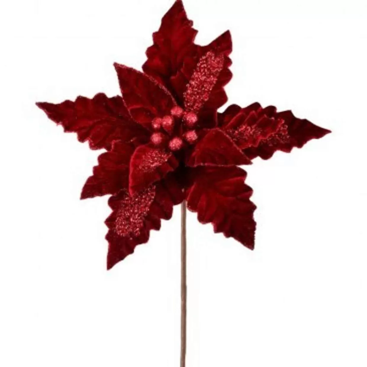 Old World Christmas 24" Velvet Sequin Stripe Poinsettia Stem* Tree Picks