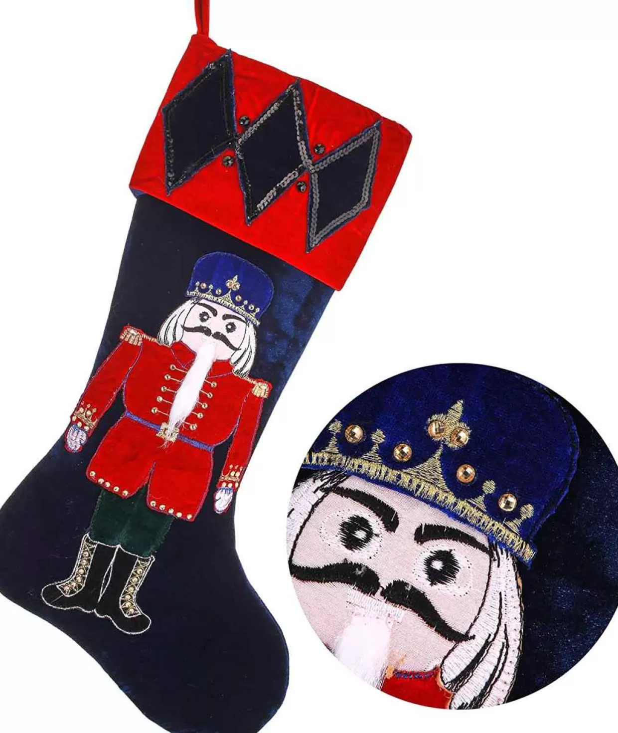 Byers Choice 25" Red And Black Velvet Nutcracker Christmas Stocking* Stockings