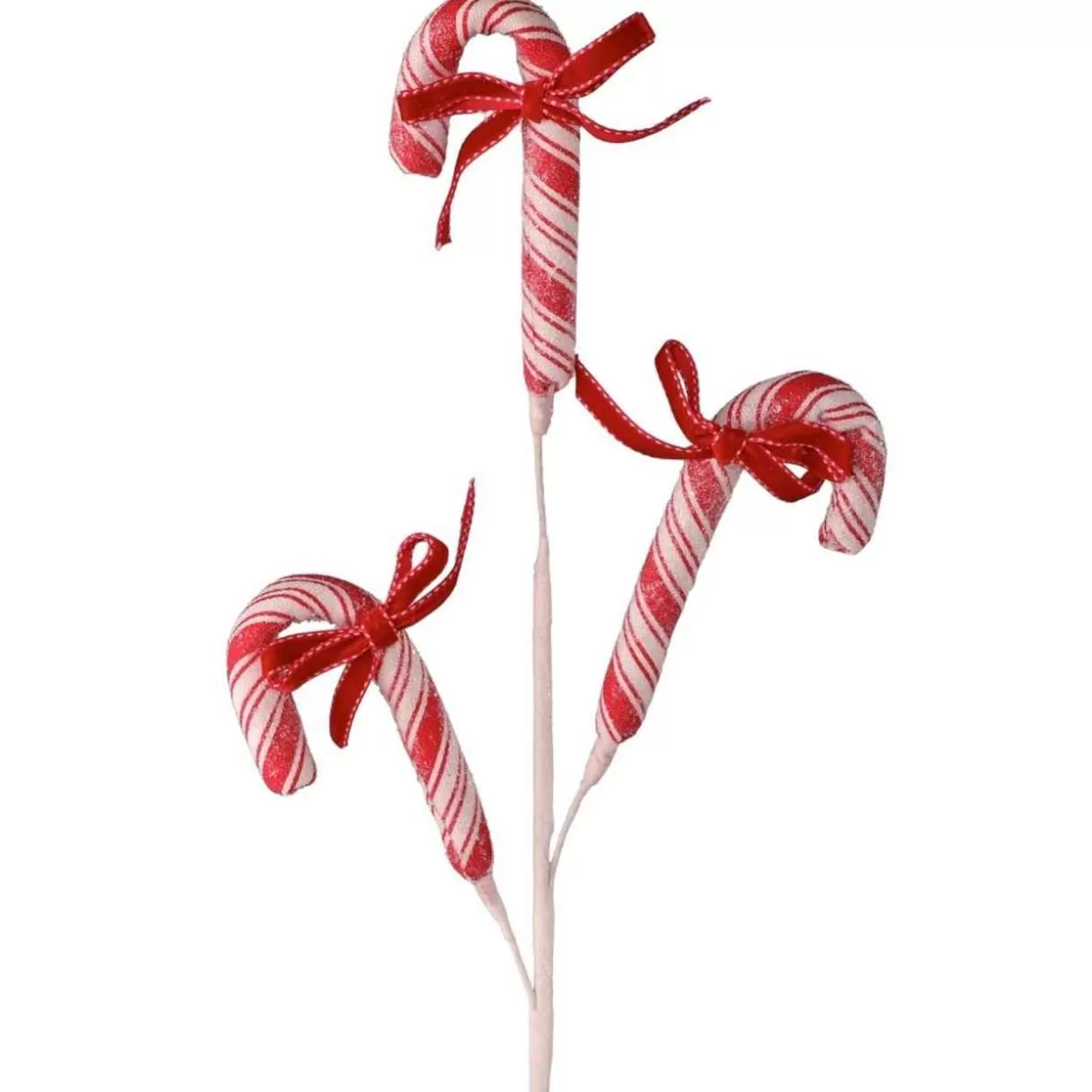 * 26" Frost Peppermint Candycane With Bow Spray* Tree Picks