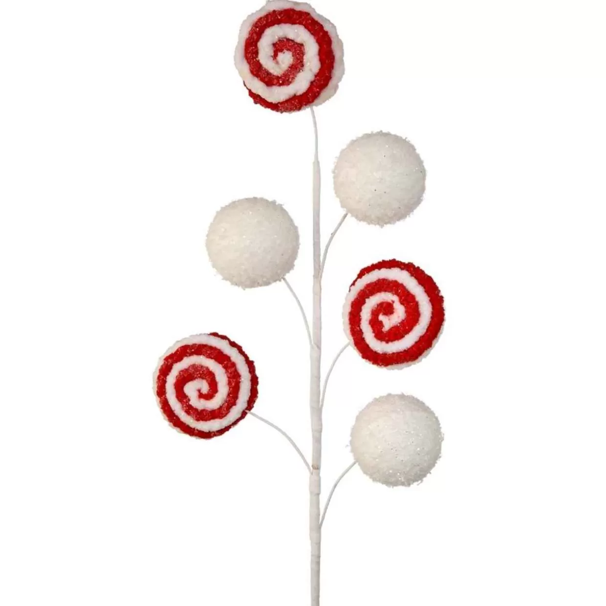 * 29" Sparkle Candy Swirl Snowball Spray* Tree Picks