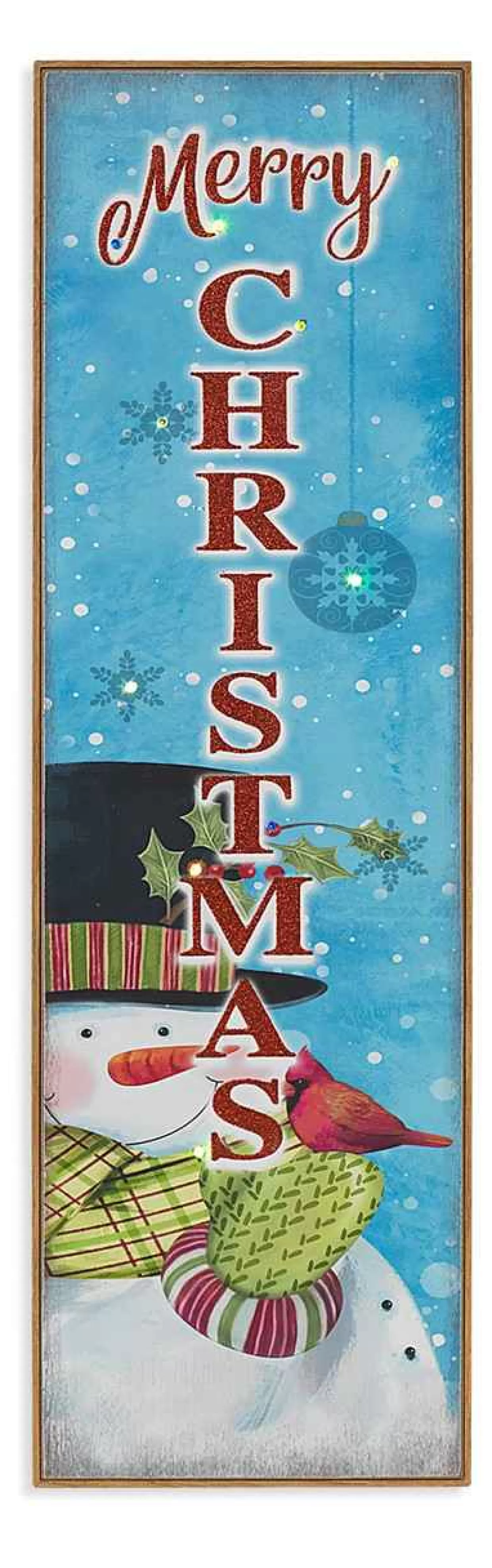 * 31.5" Lit Wooden Outdoor Porch Sign With Insignia "Merry Christmas"* Wooden Signs