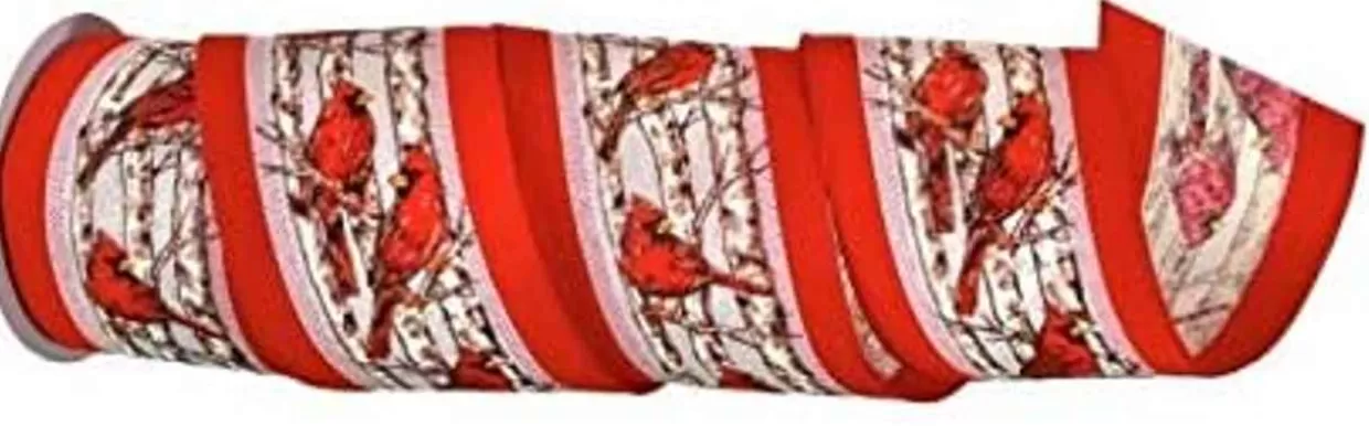 * 4" X 10 Yards Cardinals Birch Velvet Wired Ribbon* Ribbon