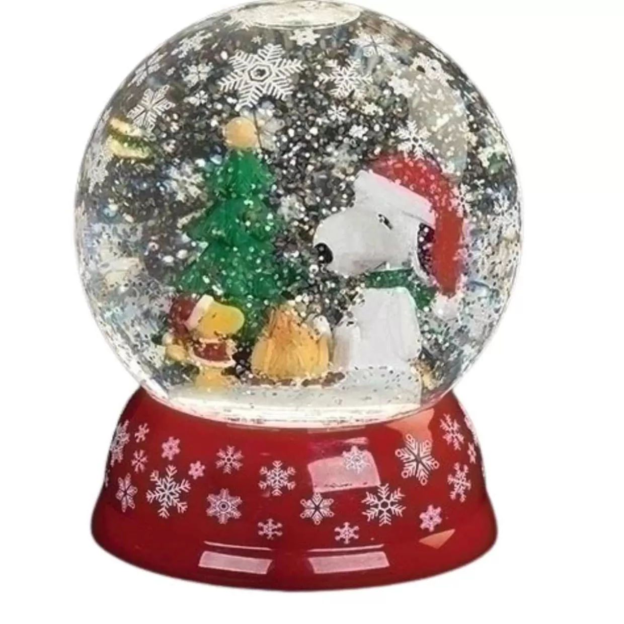 Kurt Adler 5.75" Snoopy And Woodstock Sitting By A Fire Under A Large Tree Light-Up Snow Globe* Lit Water Globes