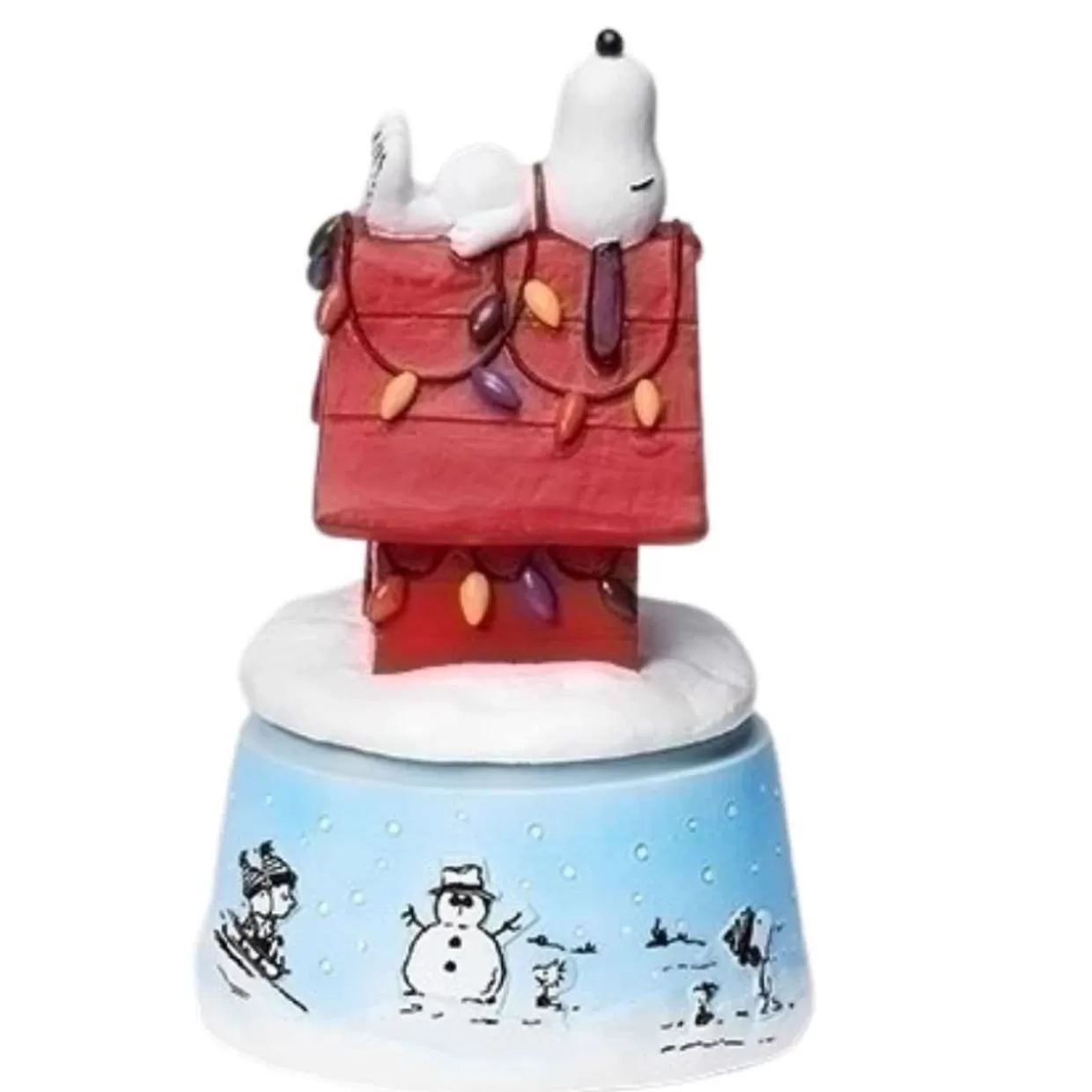 * 5" Musical Snoopy On A House On Top A Winter Scene* Music Boxes