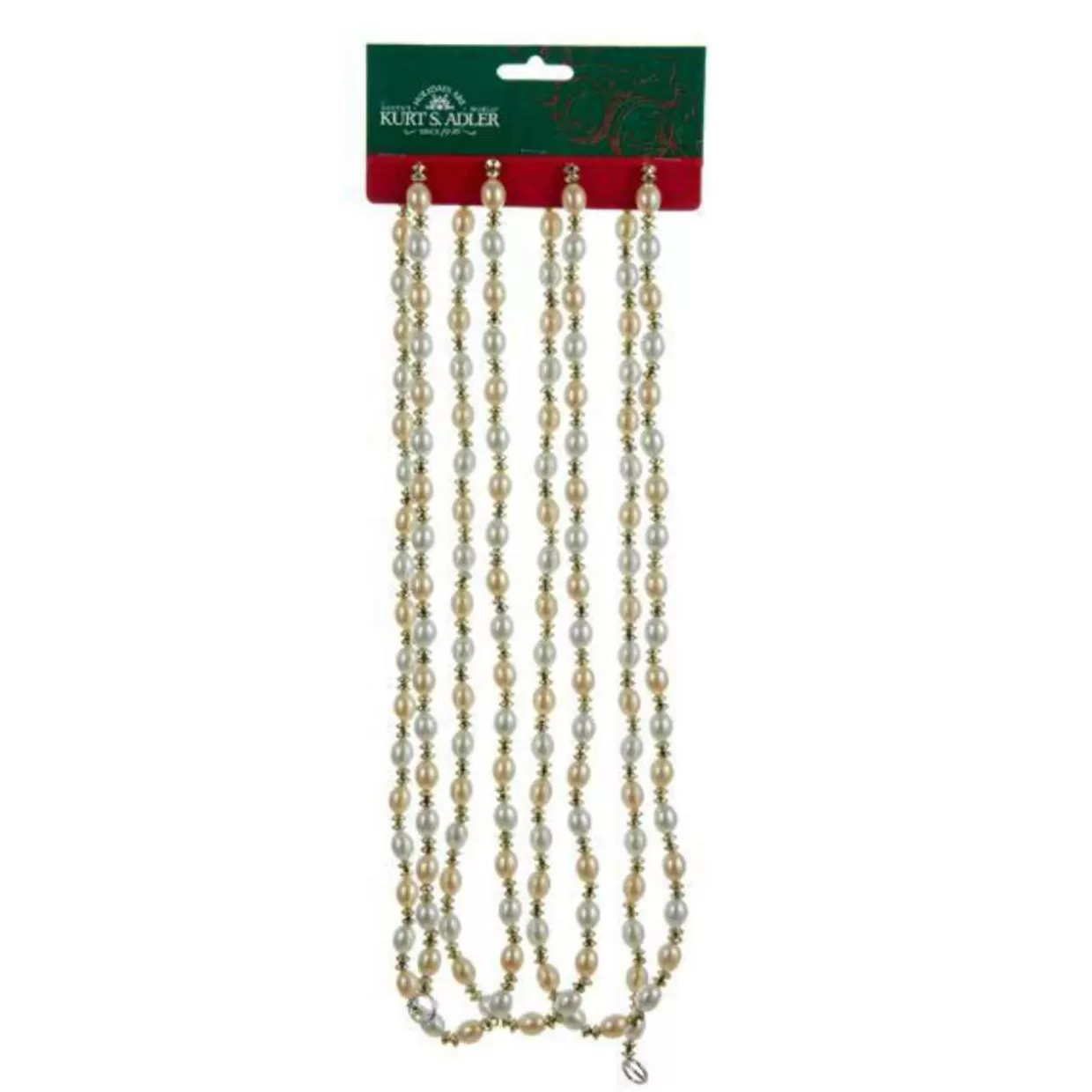 Kurt Adler 9' Ivory And Gold Bead Garland* Garland