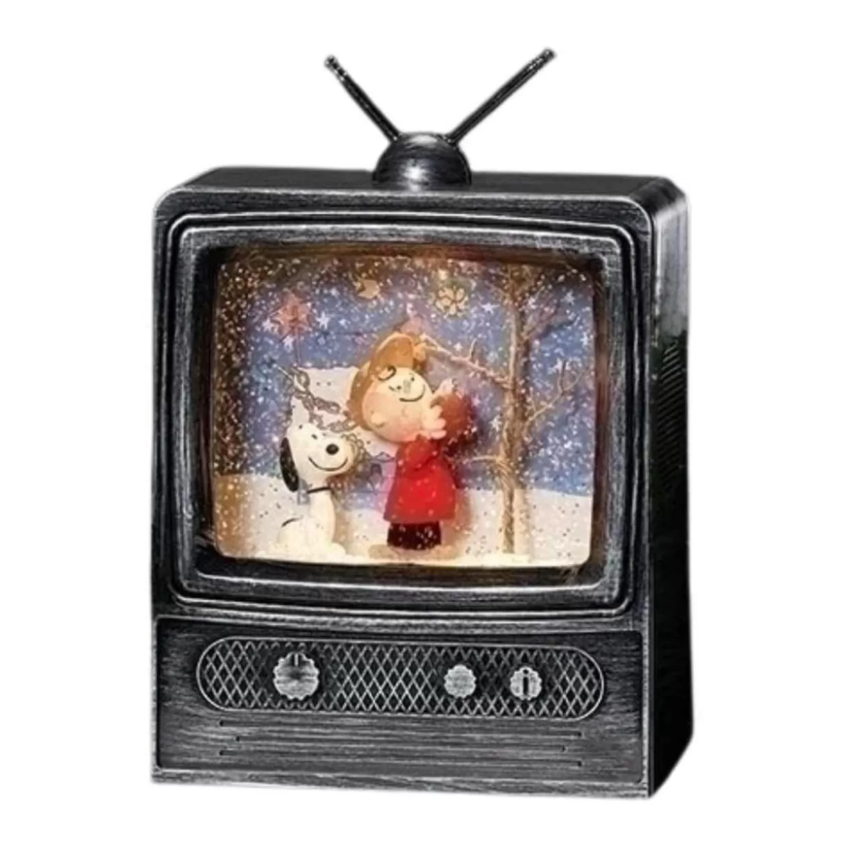 Jim Shore 9" Snoopy And Charlie Brown Swirl In A Tv Style* Lit Water Globes