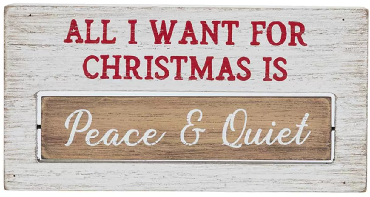 Department 56 All I Want For Christmas Is Peace & Quiet Spinning Sign* Wooden Signs