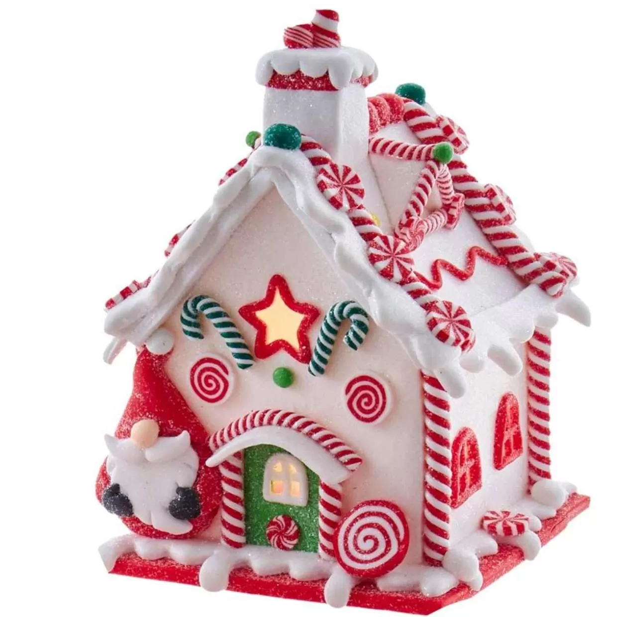 Kurt Adler Battery Operated White Led Gingerbread House Table Piece* Figurines