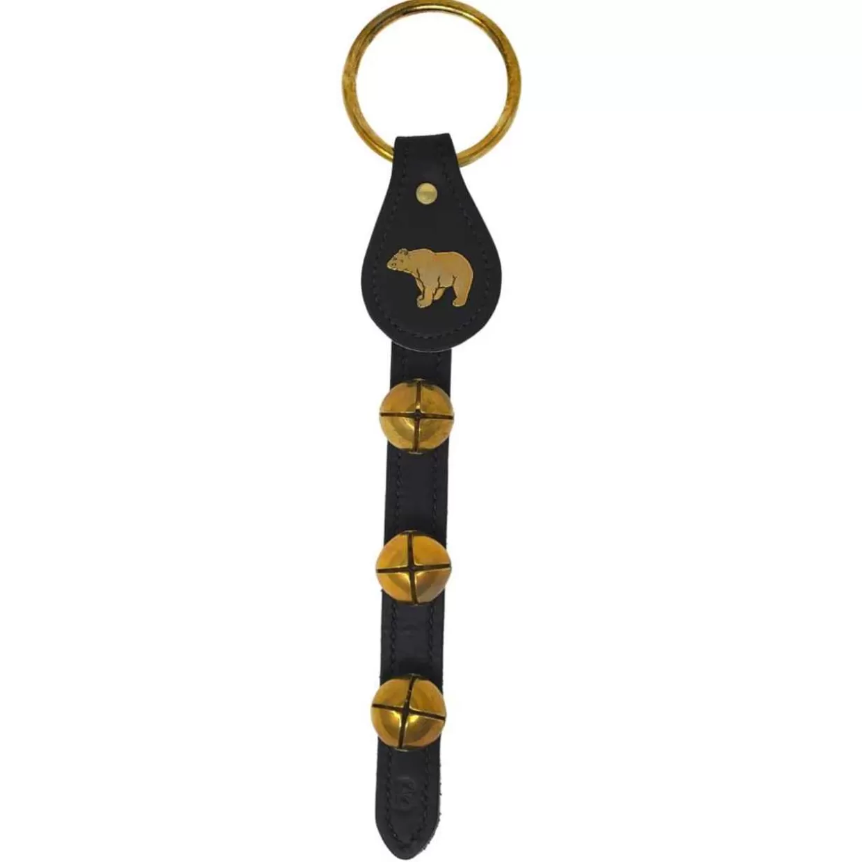* Black Leather Strap With Bear And Bells Door Hanger* Christmas Bells