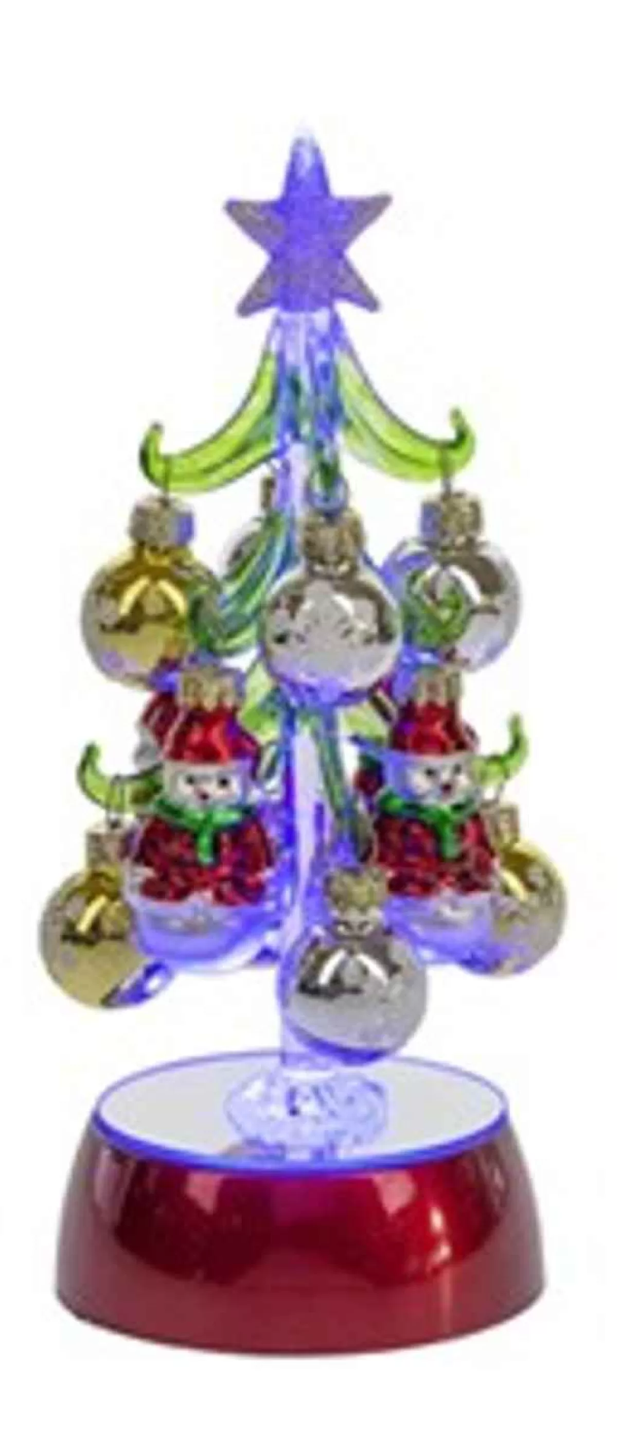 * Blue Lit Up Christmas Tree With Ornament* Tabletop Trees