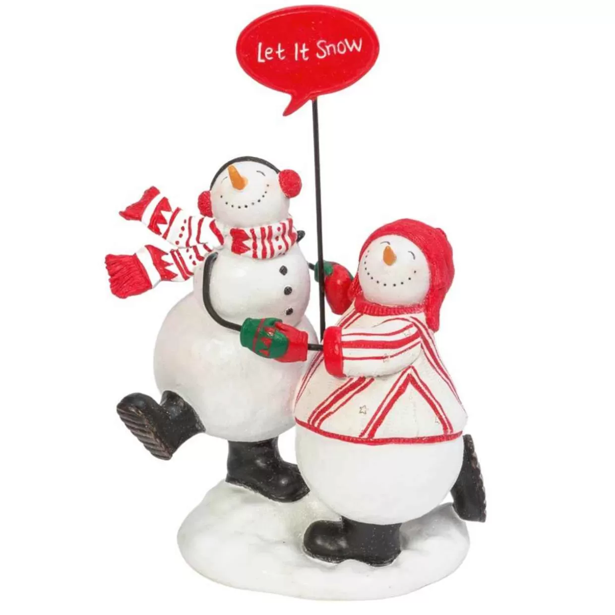 Old World Christmas Couple Snowman Figurine With Let Snow Sign* Valentine's Day