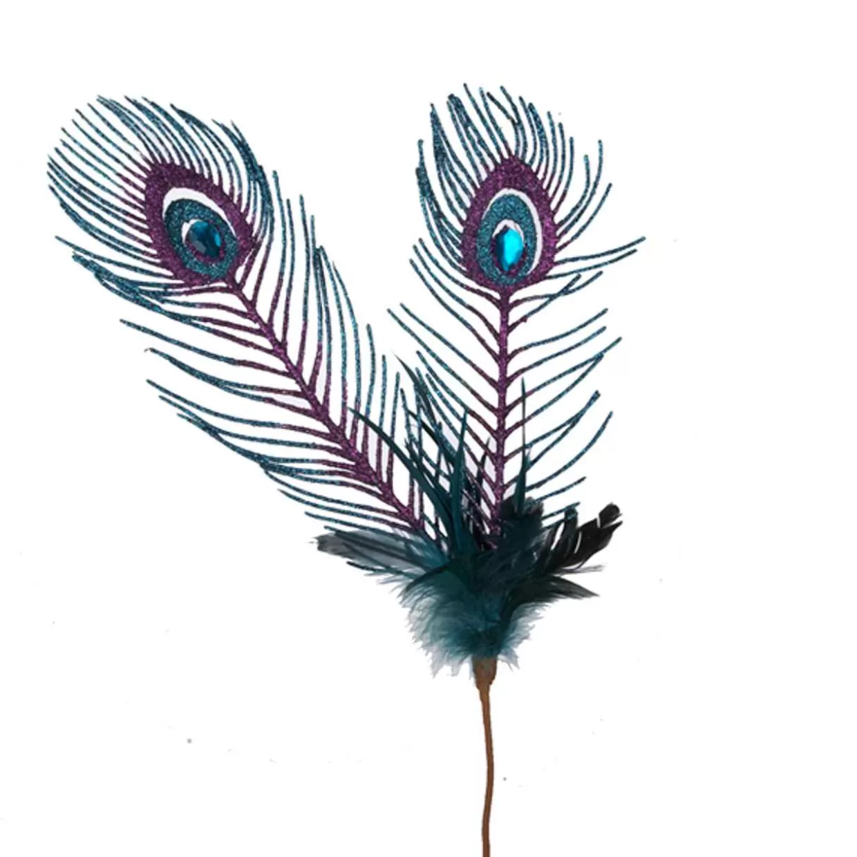 Kurt Adler Glittered Peacock Feather Pick* Tree Picks