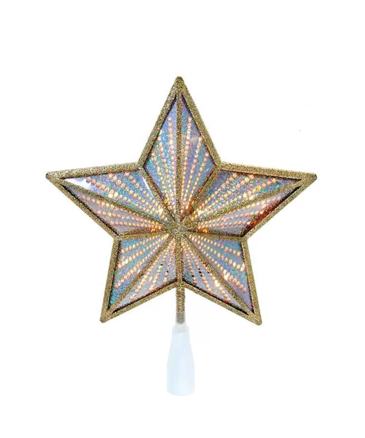 Kurt Adler Gold Glitter And Iridescent Lighted Star Treetop* Tree Toppers