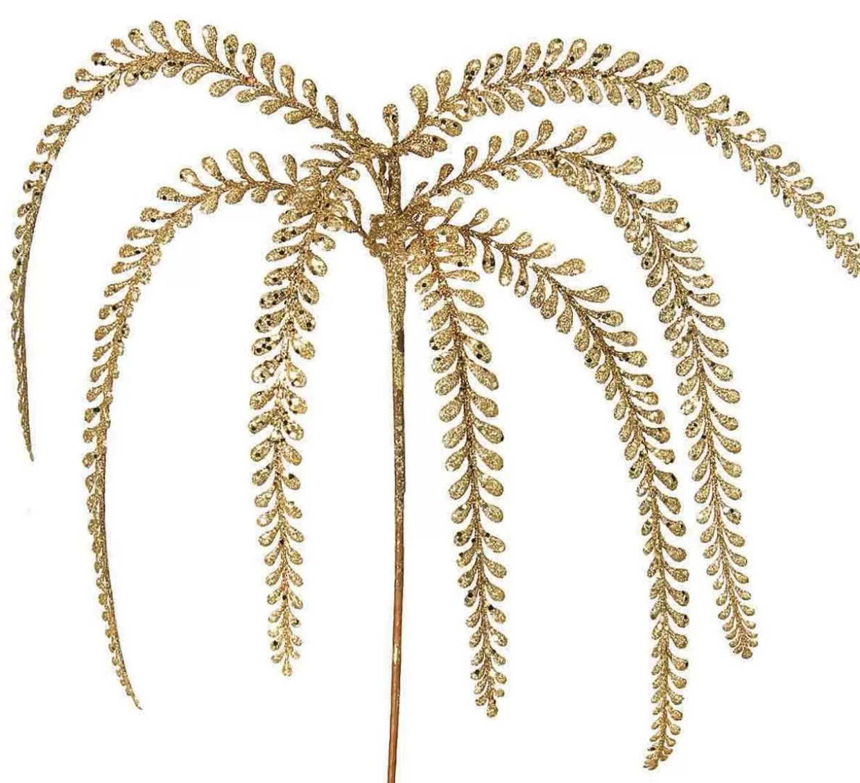 Byers Choice Gold Glitter Hanging Fern Spray, 29 Inches* Tree Picks