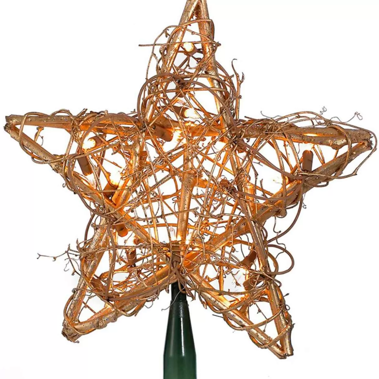 Kurt Adler Gold Rattan Lighted Star Tree Topper* Tree Toppers