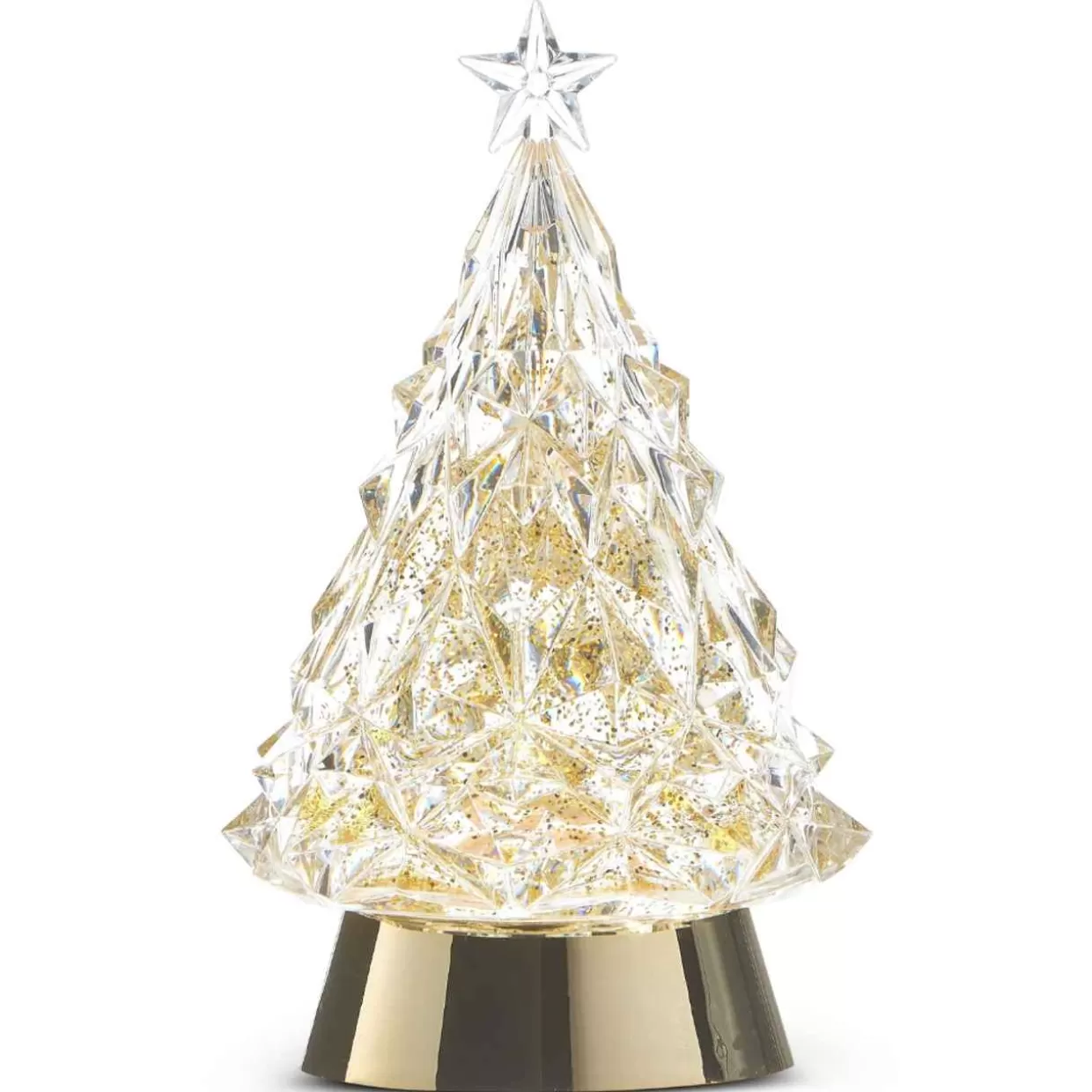 * Golden Lighted Christmas Tree Swirling Glitter Water Shimmer* Tabletop Trees