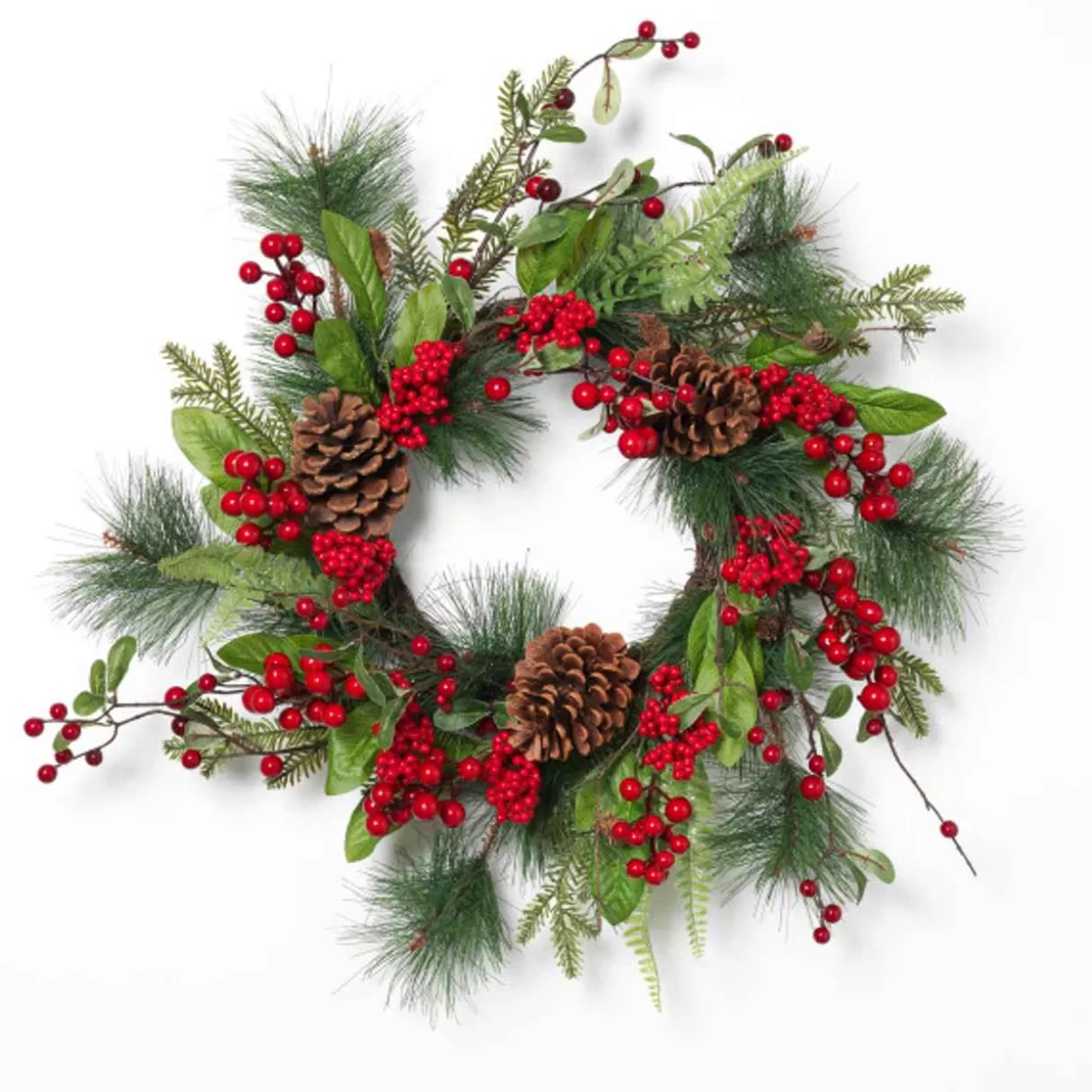 * Holiday Pine With Berries & Pinecone Wreath, 24 Inches* Wreaths