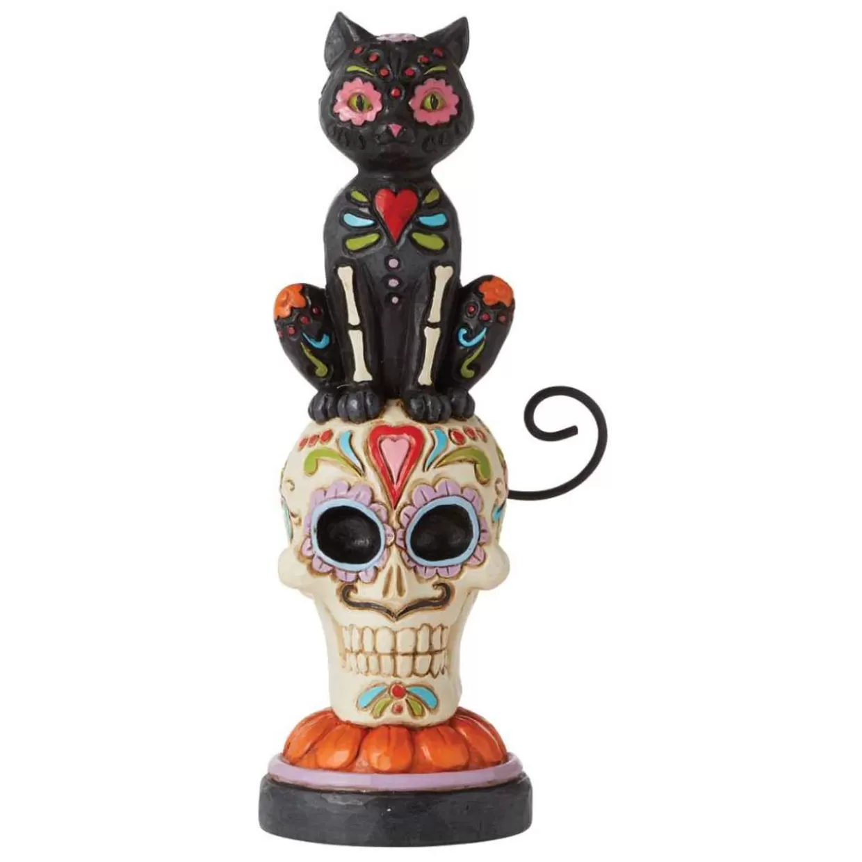 Jim Shore - Heartwood Creek - Day Of The Dead Black Cat On Skull Figurine* Halloween