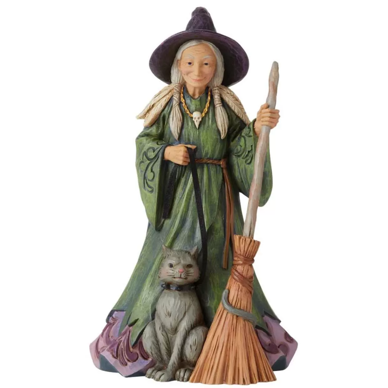Jim Shore - Heartwood Creek - Witch With Cat And Broom Figurine* Halloween