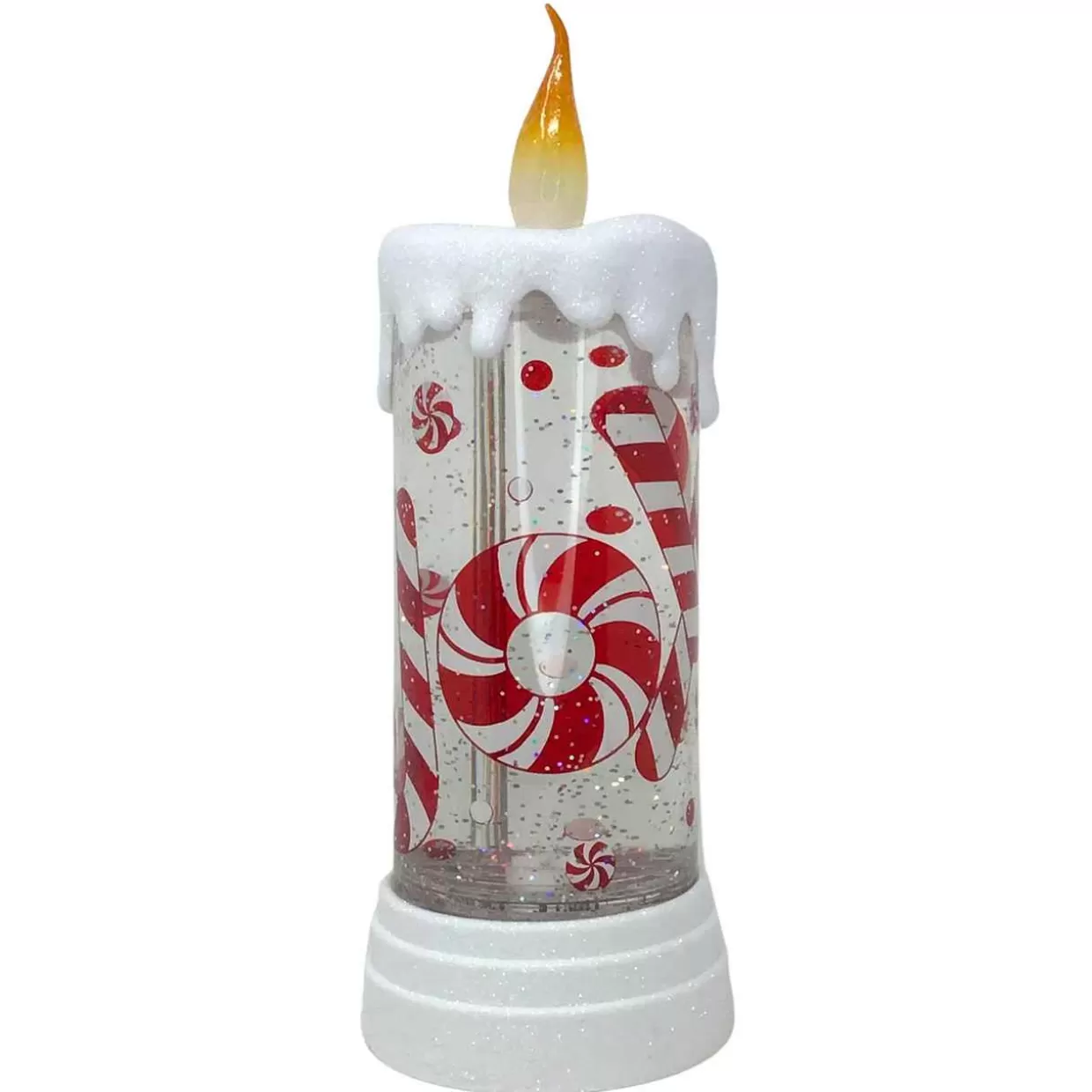 * Joy Candy Cane Candle Water Shimmer* Lit Water Globes