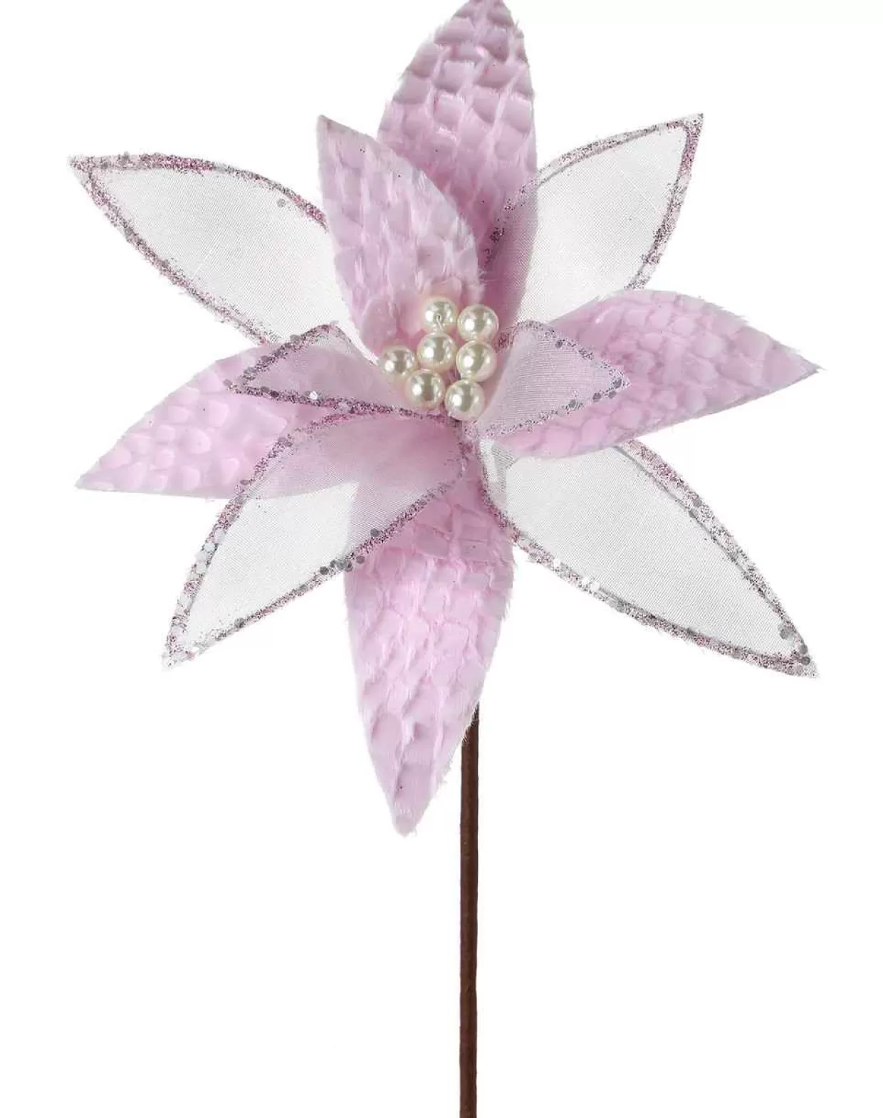 * Lavender Sparkle Poinsettia Stem, 24 Inches* Tree Picks