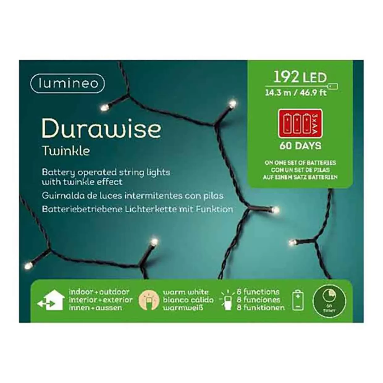 Lumineo 192 Led Warm White Twinkle Lights Black Wire* Lumineo Lights