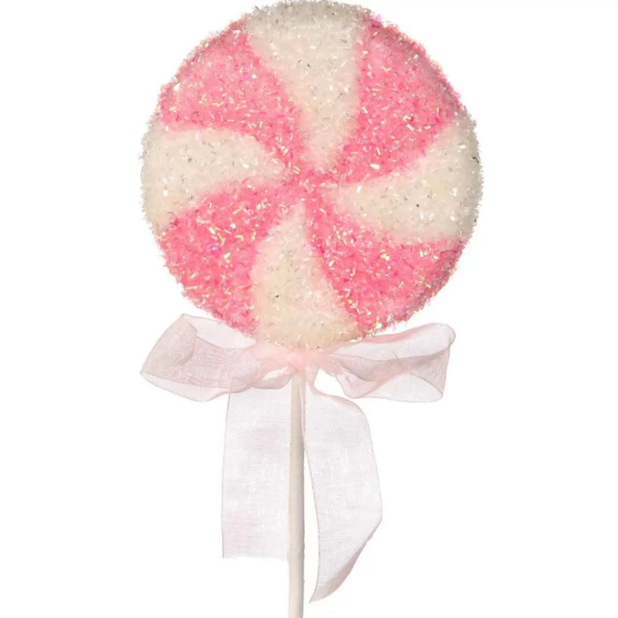 Kurt Adler Medium Pink & White Peppermint Lollipop Pick* Tree Picks