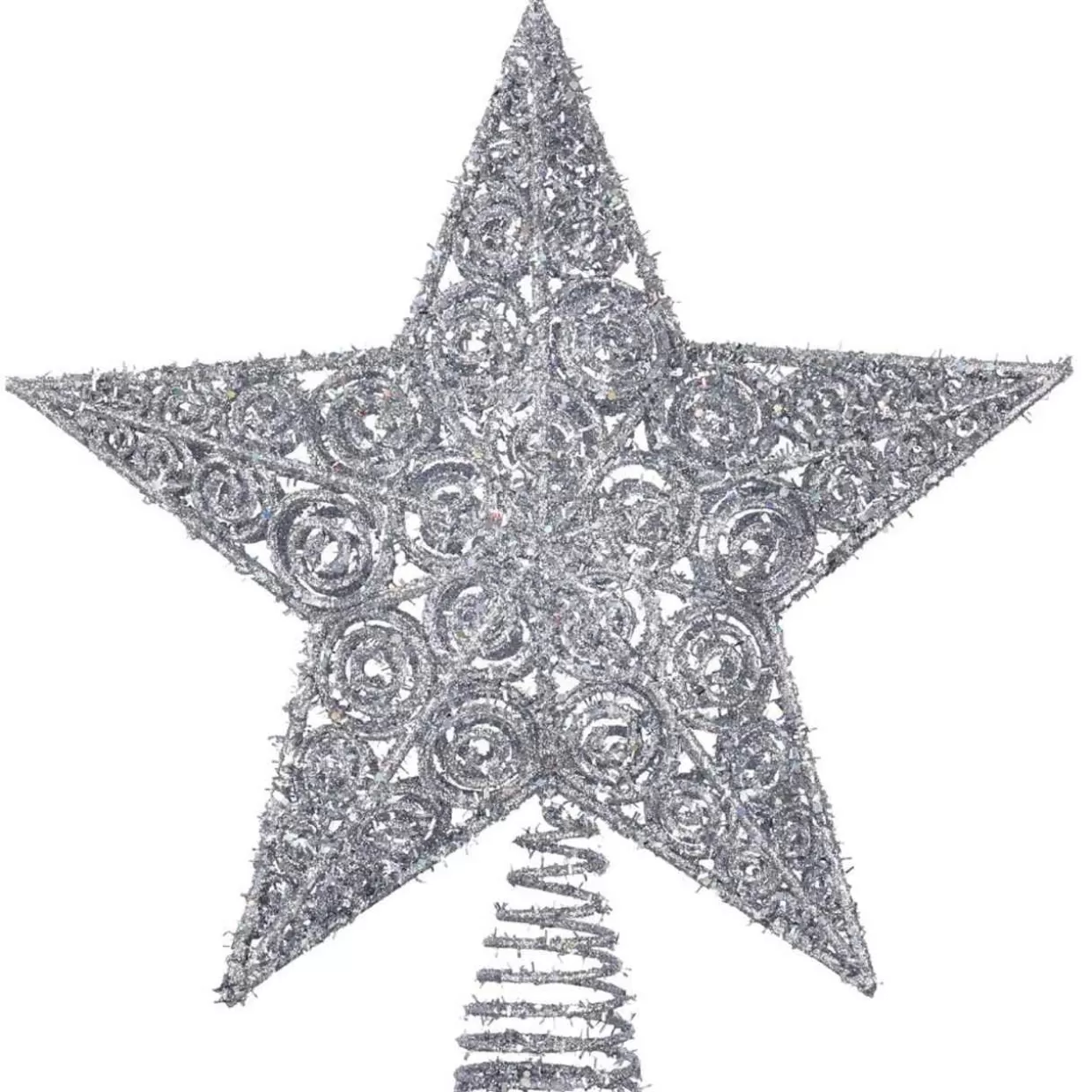 Kurt Adler Metal Silver Glitter Star Tree Topper* Tree Toppers