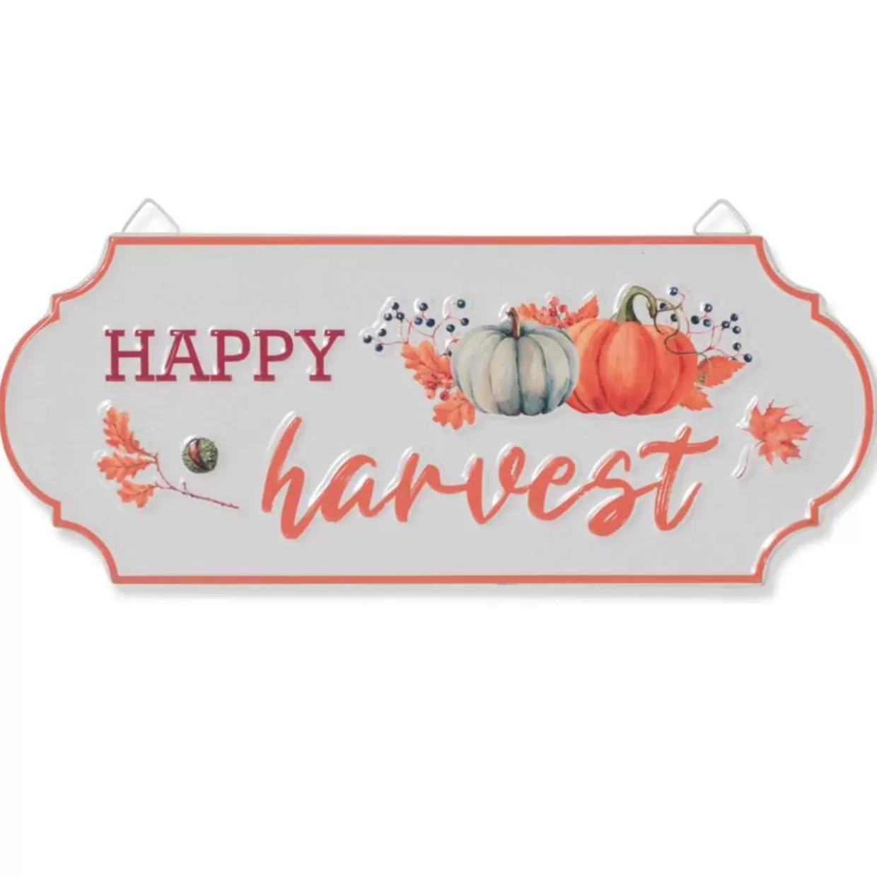 * Metal Wall Sign Embossed With The Words Happy Harvest* Thanksgiving & Fall