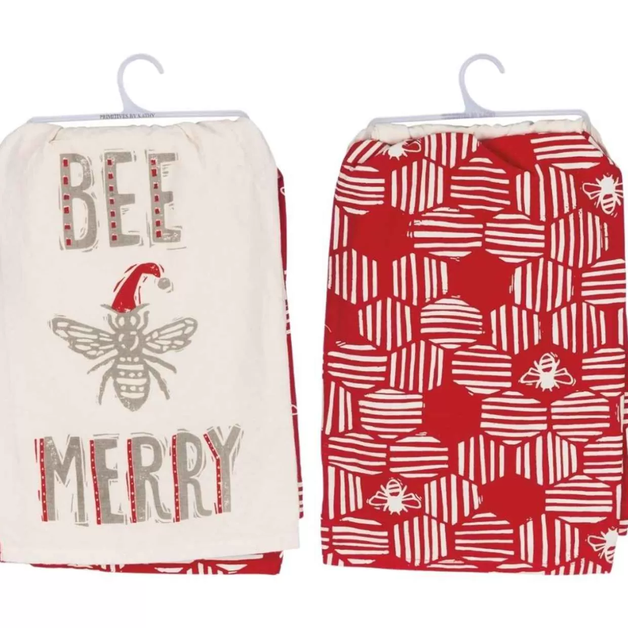 * Primitives By Kathy Christmas Kitchen Dish Towel Set, Bee Merry* Table & Glassware