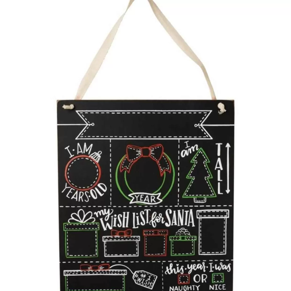 * Primitives By Kathy Milestone Board Christmas Wish List For Santa Home Accessories* Wooden Signs