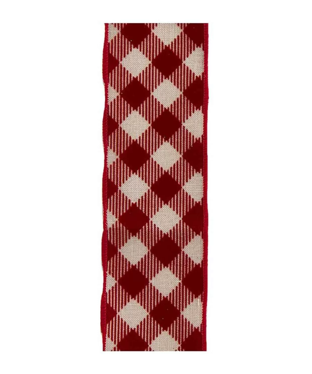 Kurt Adler Red And Tan Gingham Pattern Double Wire Ribbon* Ribbon