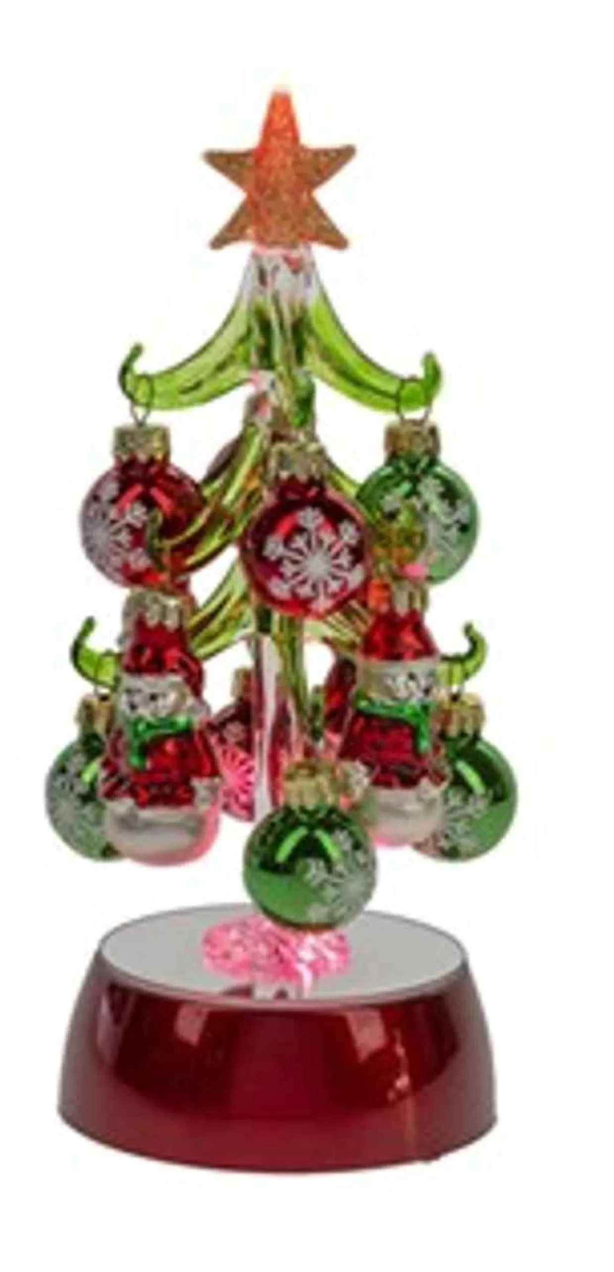 * Red Lit Up Christmas Tree With Ornament* Tabletop Trees