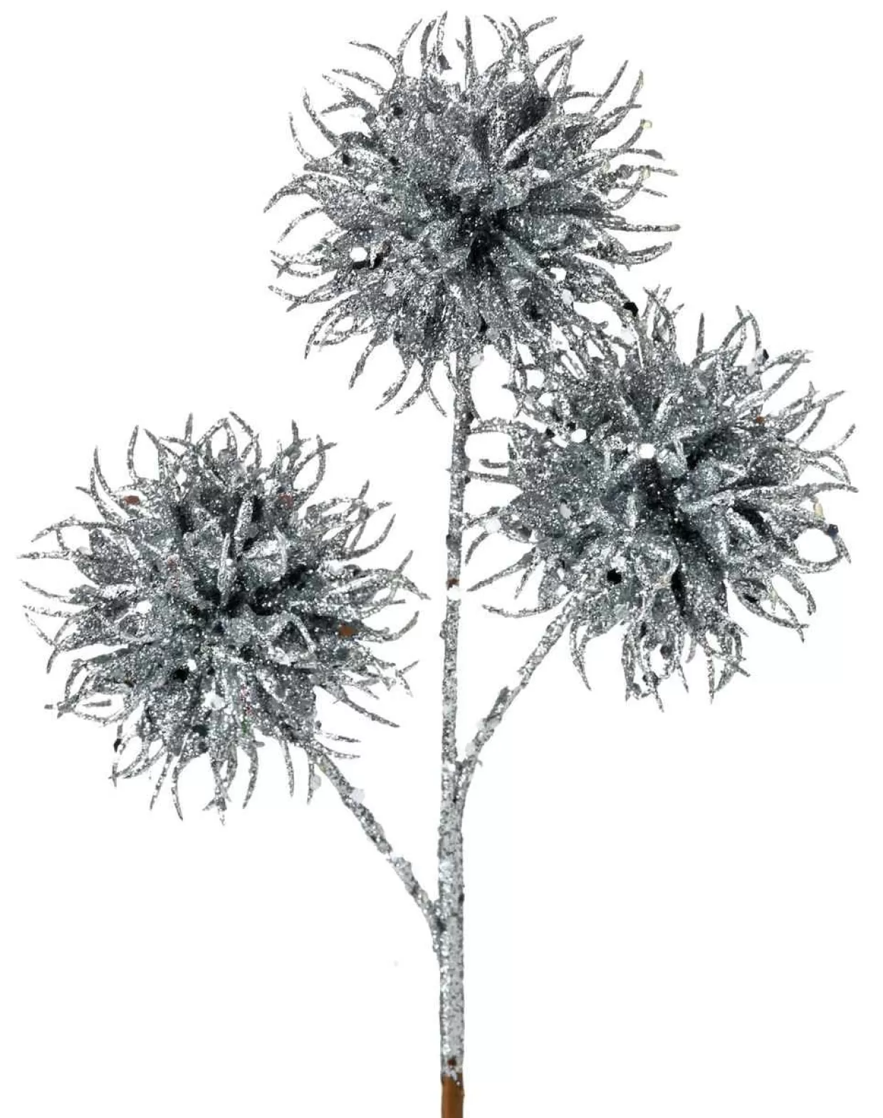 * Silver Glitter Sweetgum Ball Spray, 13 Inches* Tree Picks