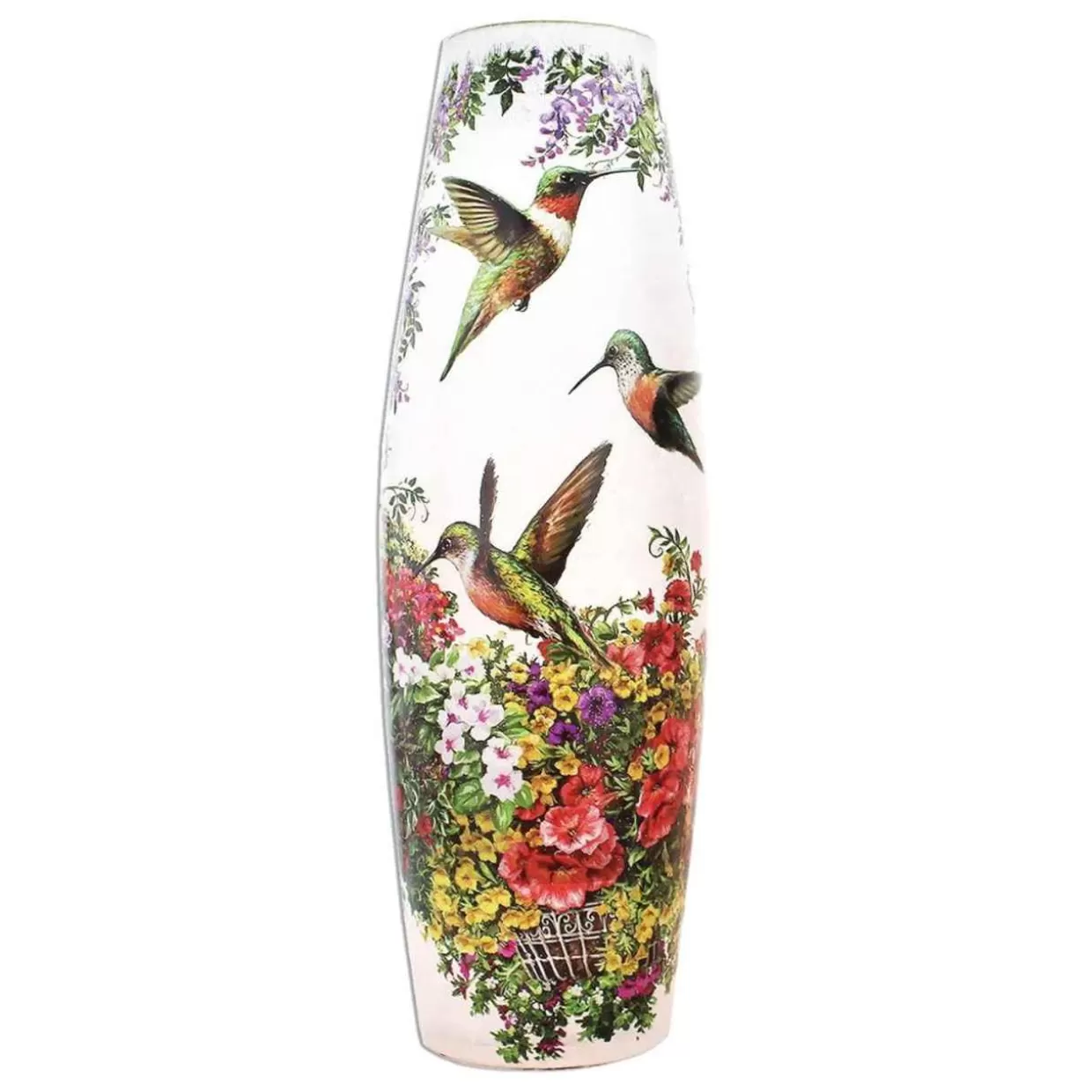 Stony Creek - 12" Hydrangea And Hummingbirds Vase Shaped Decorative Light* Easter And Spring