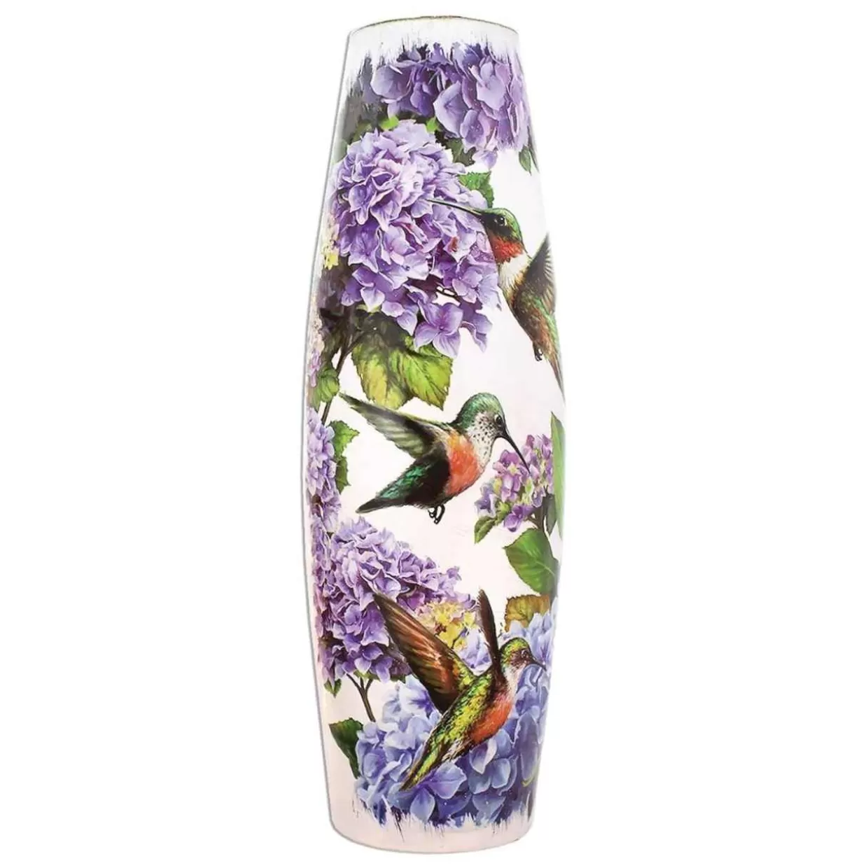 Stony Creek - 12"Purple Hydrangea And Hummingbirds Vase Shaped Decorative Light* Easter And Spring