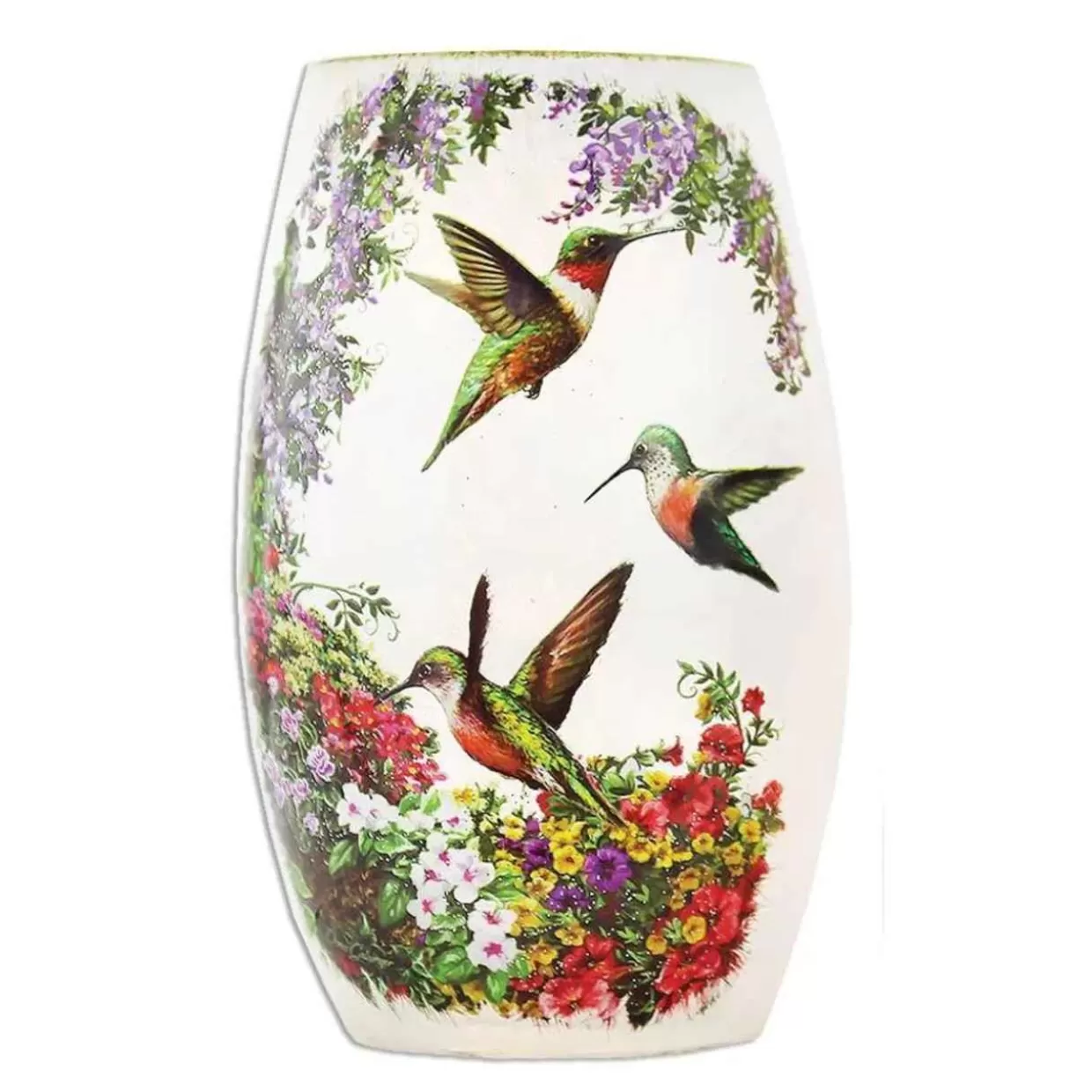 Stony Creek - 5" Hydrangea And Hummingbirds Vase Shaped Decorative Light* Easter And Spring