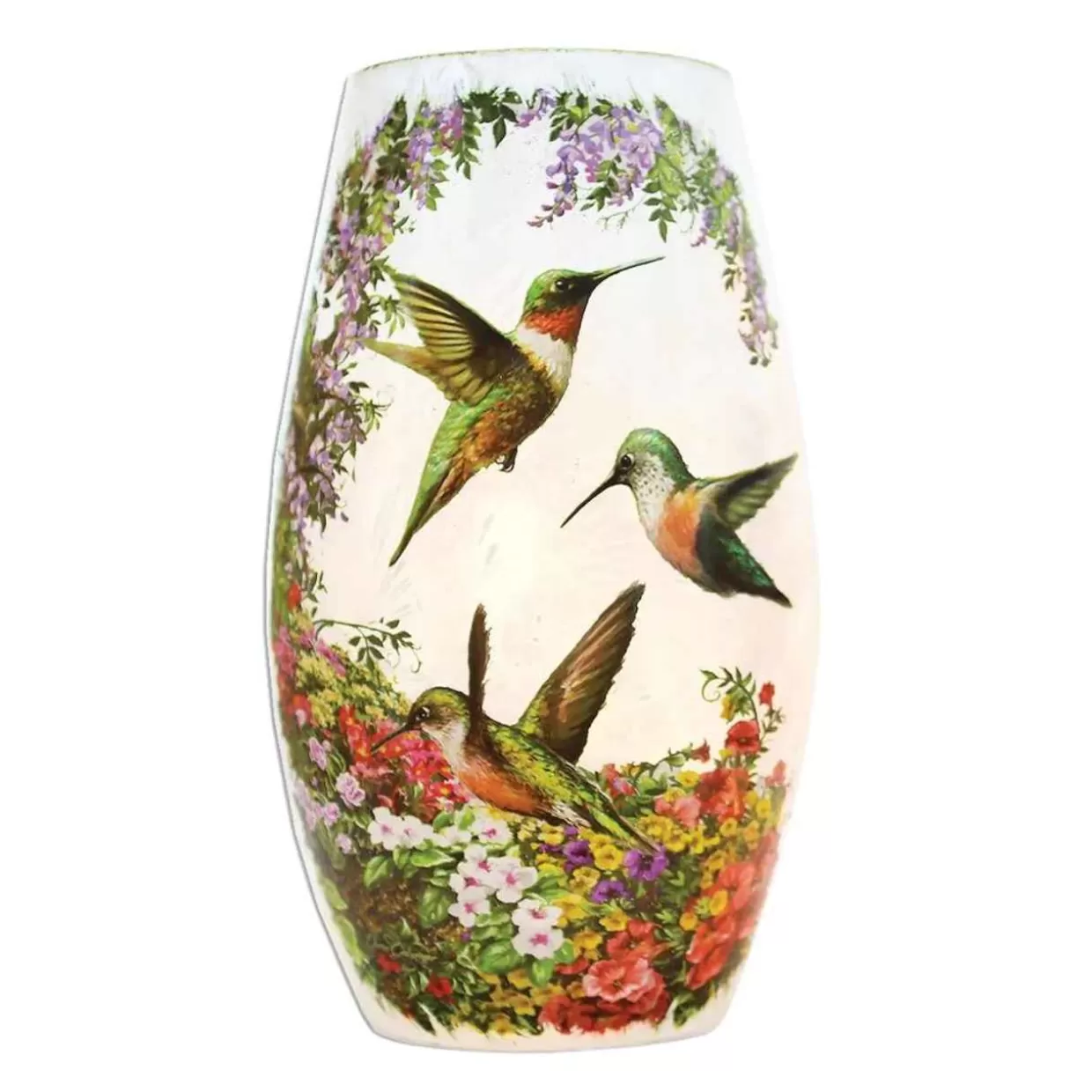 Stony Creek - 7" Hydrangea And Hummingbirds Vase Shaped Decorative Light* Easter And Spring