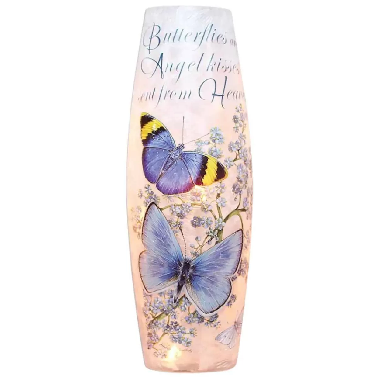 Stony Creek - Blue Flowers Butterfly Kisses Vase Shaped Decorative Light* Easter And Spring