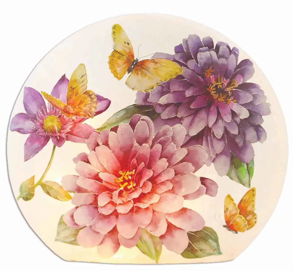 Stony Creek - Round Shaped Decorative Light - Hand-Painted With Butterflies And Purple Flowers* Easter And Spring
