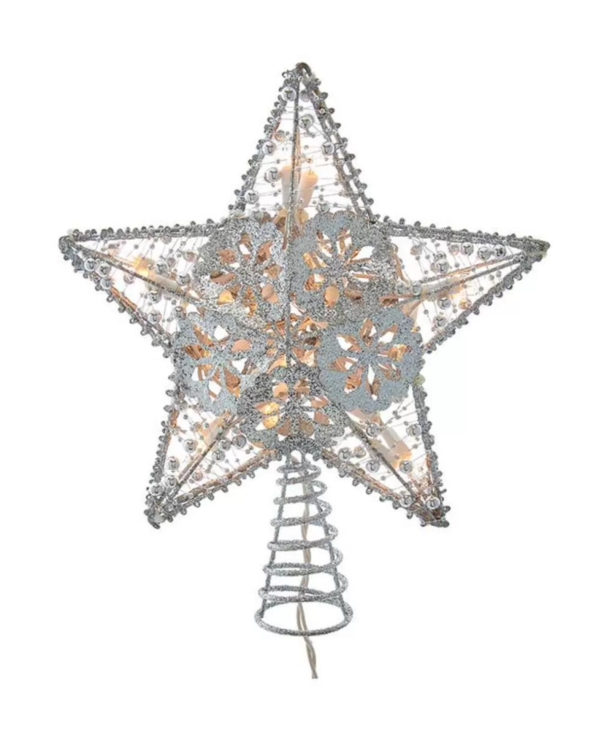 Kurt Adler Ul 20-Light Silver Star Treetop* Tree Toppers