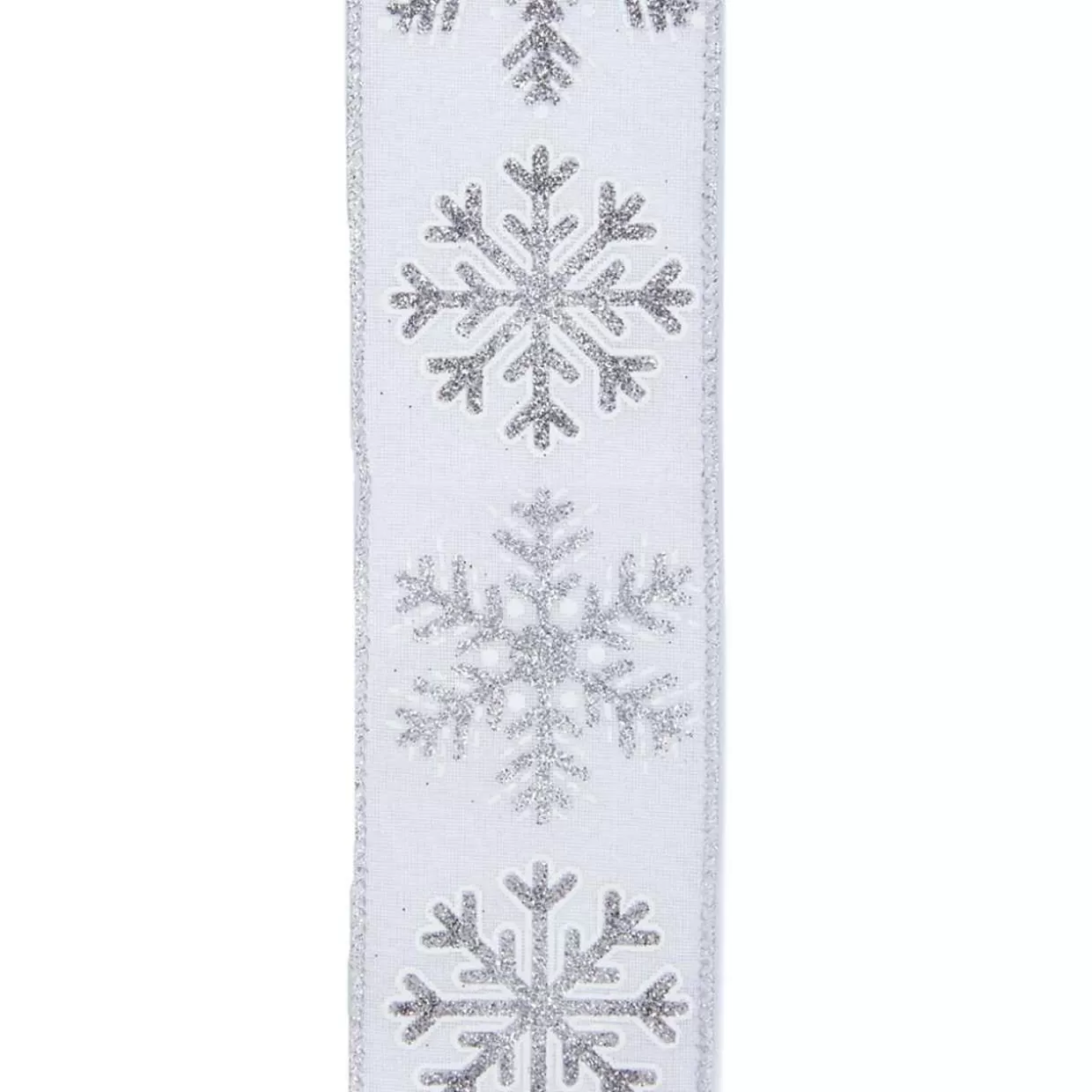 Kurt Adler White And Silver Snowflake Woven Ribbon* Ribbon