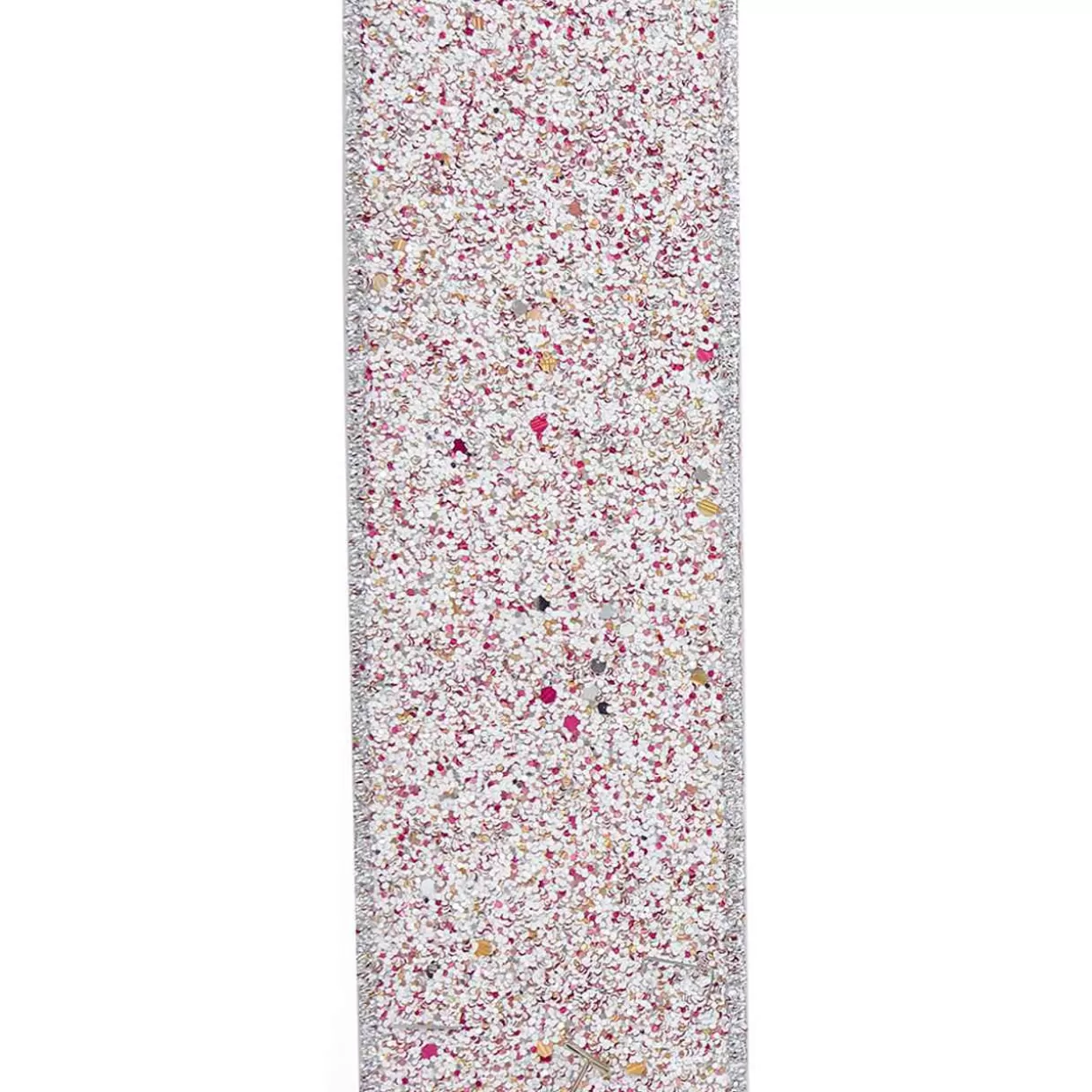 Hearts Gifts By Teresa White Fabric Multi-Colored Glitter Ribbon* Ribbon